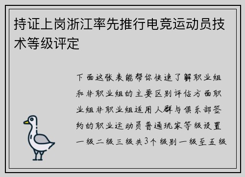 持证上岗浙江率先推行电竞运动员技术等级评定